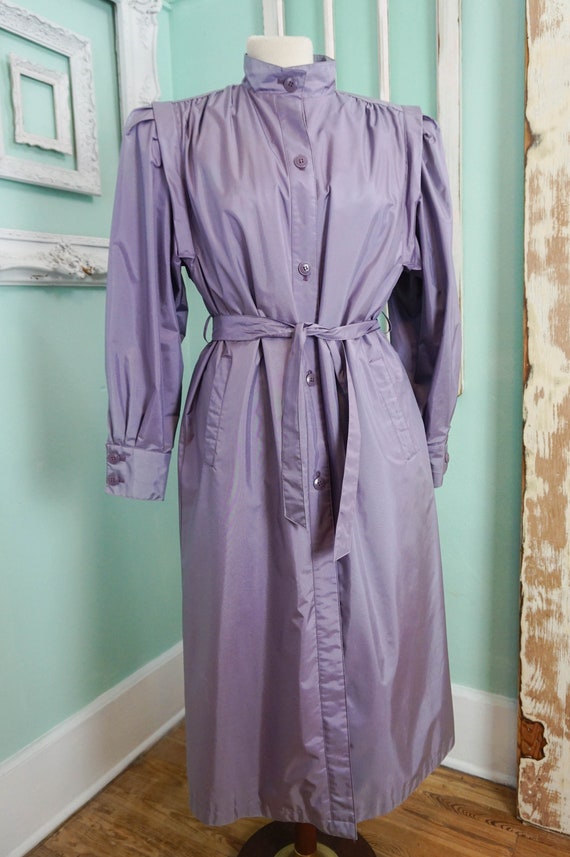 Shimmery Purple Rain Coat / Vintage Trench Style … - image 6