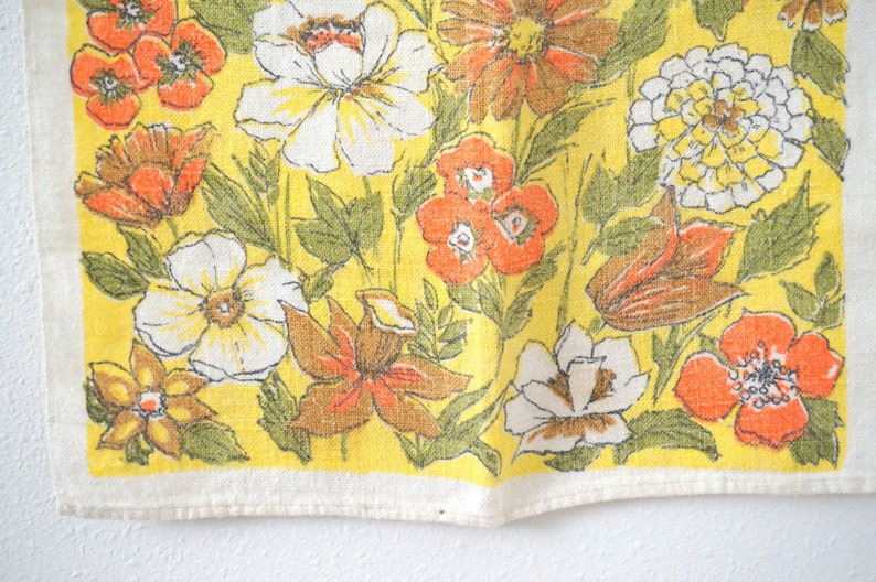 Vintage Linen Dish Hand Towel / 70s 80s Floral - Etsy