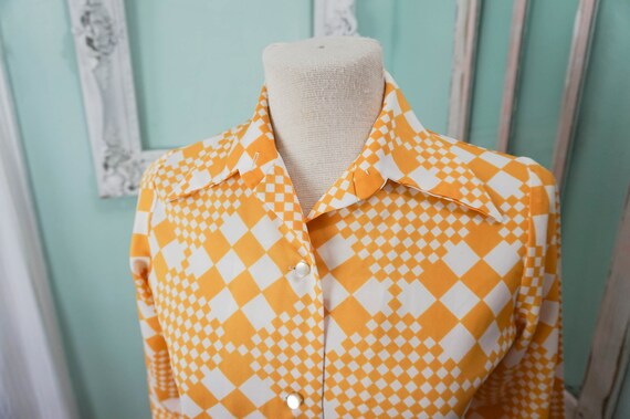 Gold and White Polyester Blouse with Huge Pointy … - image 6