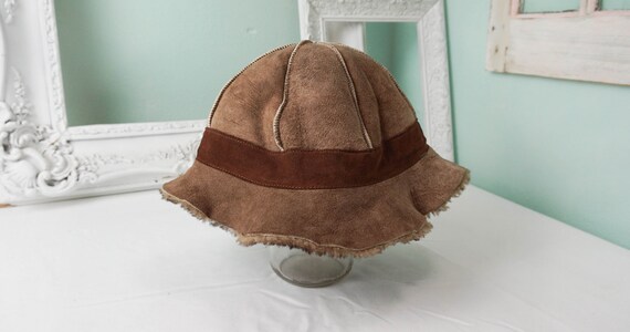 Suede Floppy Hat / Vintage Boho Chic 