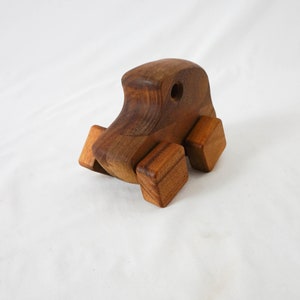 Small Wooden Toy Car with Square Wheels / Vintage Rustic Toy image 4