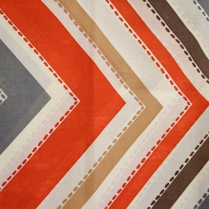 ONE Pillow Case / Orange Gray and Tan Stripes on Off White / Vintage 70s or 80s Mod Bedding