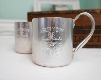 Choose ONE PAIR Smirnoff Mule Aluminum Mugs / Vintage Glass Barware