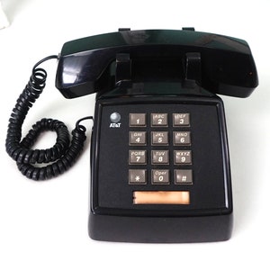 Working Black Push Button Telephone / Modern Retro 1980s Vintage Electronics / Authentic Ringing Phone Photo or Movie Prop