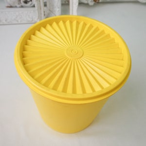 Bright Yellow Tupperware Servalier Canister / 1970s Modern Vintage / Kitchen Storage Retro Decor image 4