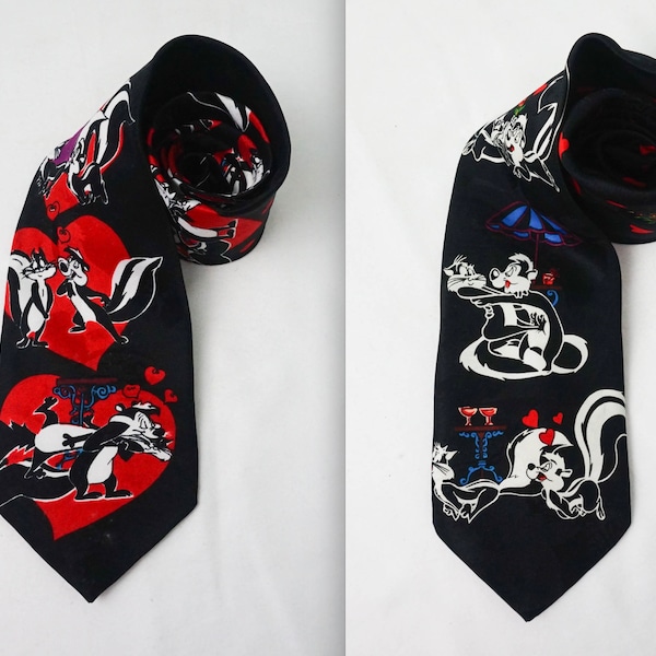 Choose ONE Pepe Le Pew Love Romance Novelty Necktie / 1990s Looney Tunes Skunk / Vintage Tie