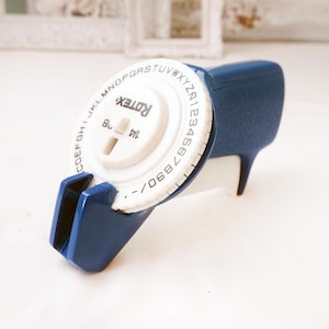 Small Rotex Label Maker with Tape /  Vintage Retro Printing Tool / Mod Small Scrapbooking Craft Equipment Dymo Label Printer