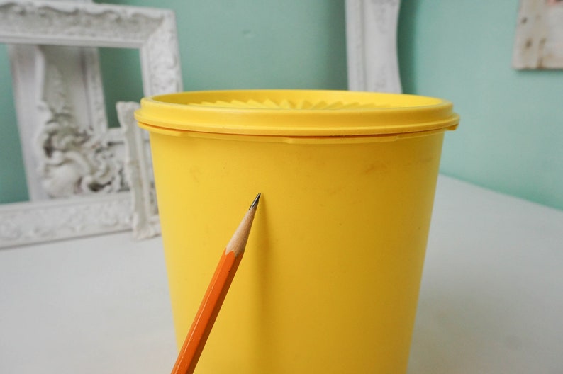 Bright Yellow Tupperware Servalier Canister / 1970s Modern Vintage / Kitchen Storage Retro Decor image 9