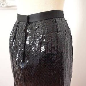 Vintage Victor Costa Long Black Sequin Skirt With Thigh High - Etsy