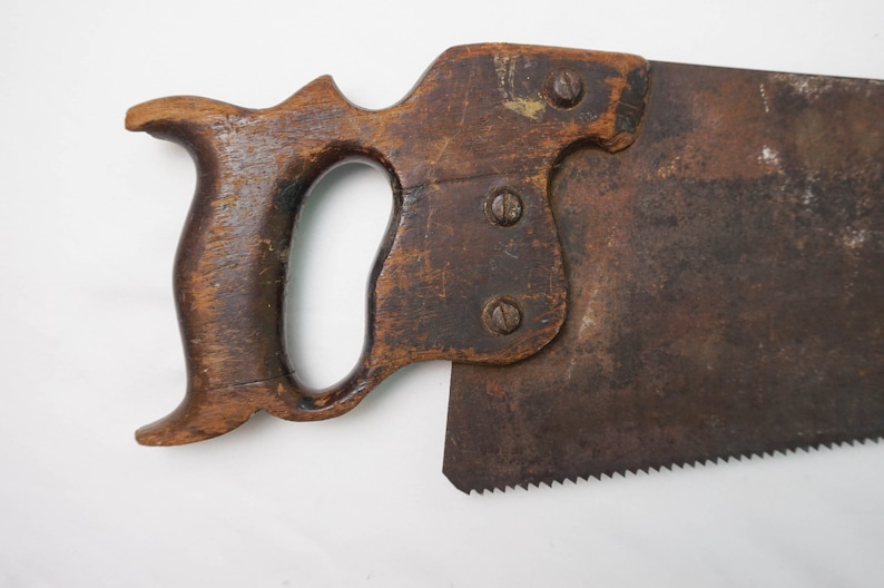 Very Old Hand Saw With Steel Handle Plate / Straight Back Etsy