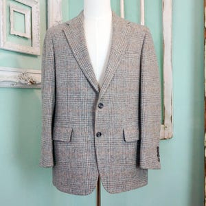 Lamb&#39;s Wool Jacket / English Woven / Vintage Men Sz M Preppy Blazer