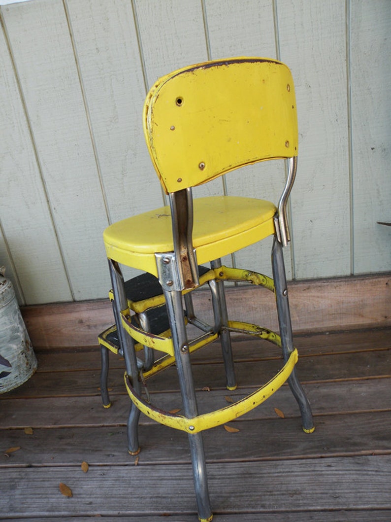 Cosco Chair With Step Stool Yellow Mid Century Etsy