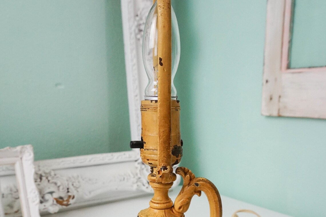 Unusual Antique Metal Desk Lamp / Vintage Rustic Lighting / Etsy