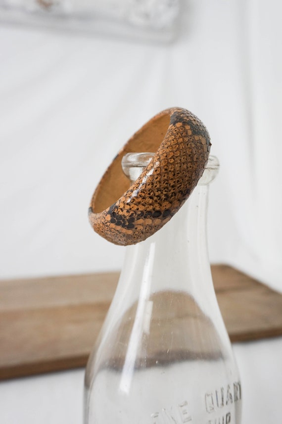 Python Snake Bangle Bracelet with Leather Lining … - image 8