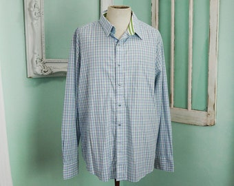 Beautiful Robert Graham Light Blue Plaid Shirt / Vintage Long Sleeve Men Sz 2XL