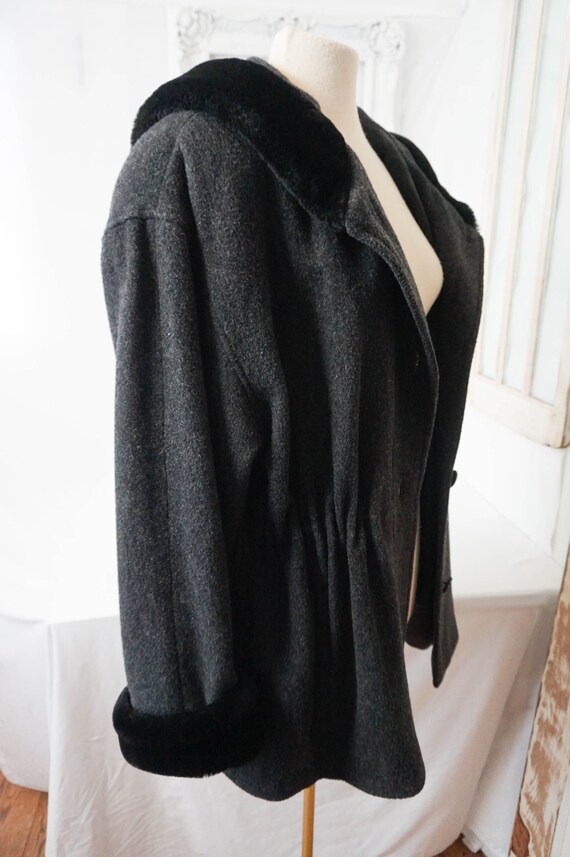 Albert Nipon Dressy Wool Coat with Hood and Faux … - image 5