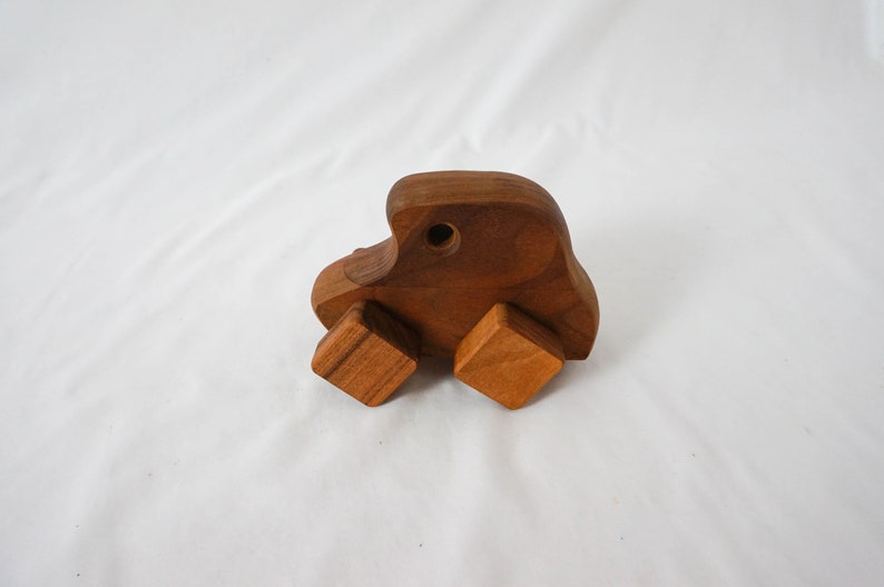 Small Wooden Toy Car with Square Wheels / Vintage Rustic Toy image 3