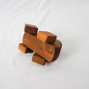 Small Wooden Toy Car with Square Wheels / Vintage Rustic Toy image 9