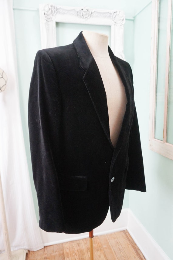 Black Velvet Menswear Jacket / Vintage Men Tux Tu… - image 4