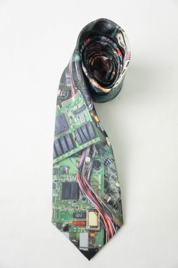 Computer Geek Techie Necktie with Circuit Boards … - image 2