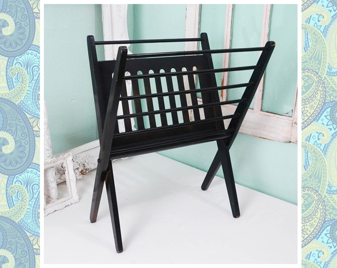 Mid Century Modern Wooden Magazine Rack / Vintage Scandinavian Danish ...