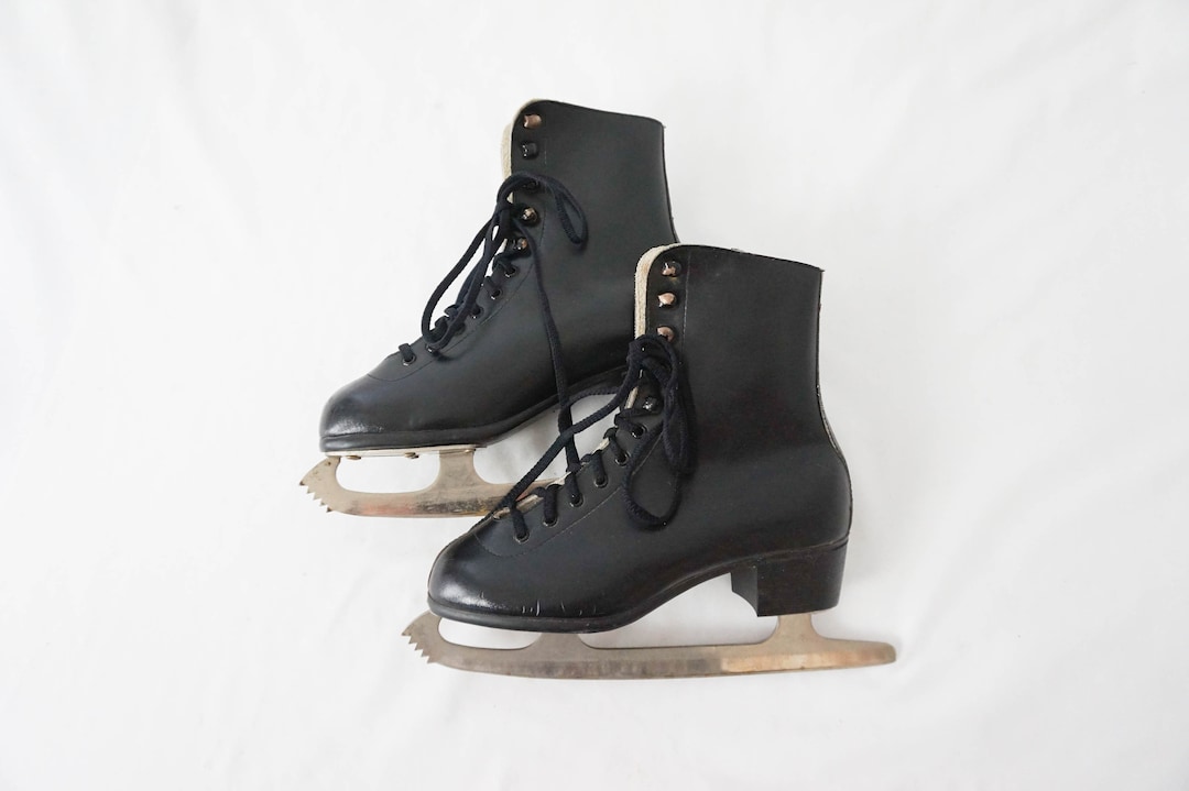 Black Leather Childrens Ice Skates / Vintage Skating Winter Etsy