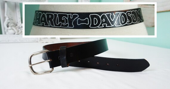 Harley Davidson Womens Belt / Black Leather Biker Gear / 80s 