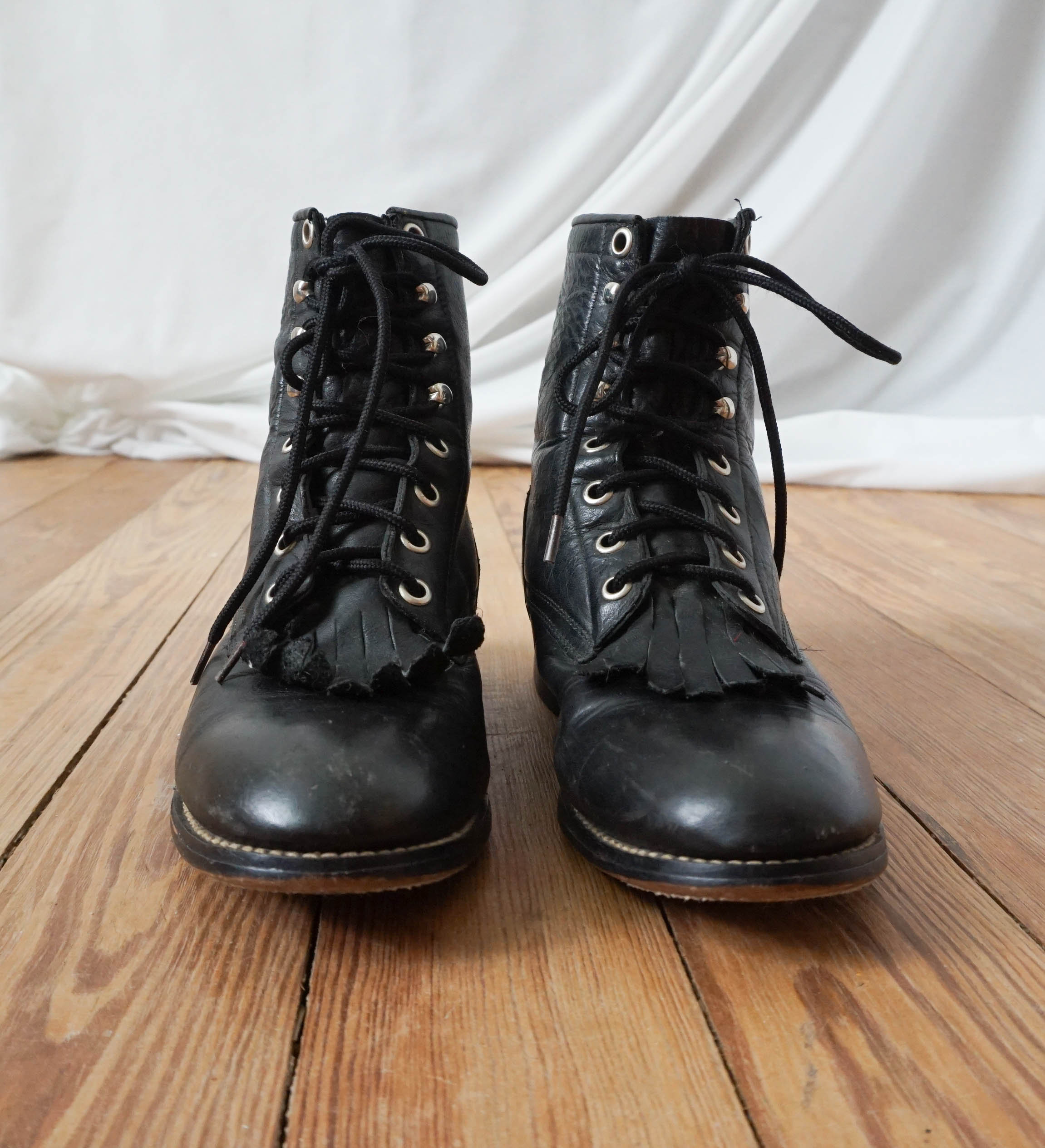 Black justin leather lace up VTG Justin Men main image 2