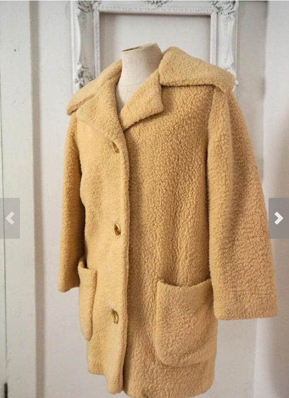 Vintage Cream Faux Fur Winter White Stag Jacket W… - image 1