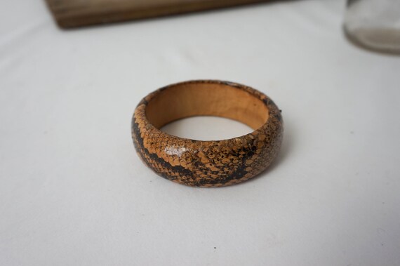 Python Snake Bangle Bracelet with Leather Lining … - image 3