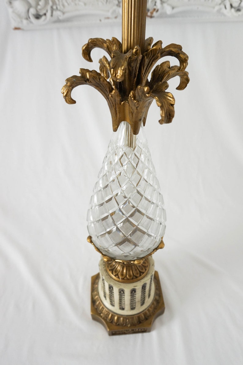 Tall Pineapple Crystal Cut Glass Table Lamp / Vintage Etsy
