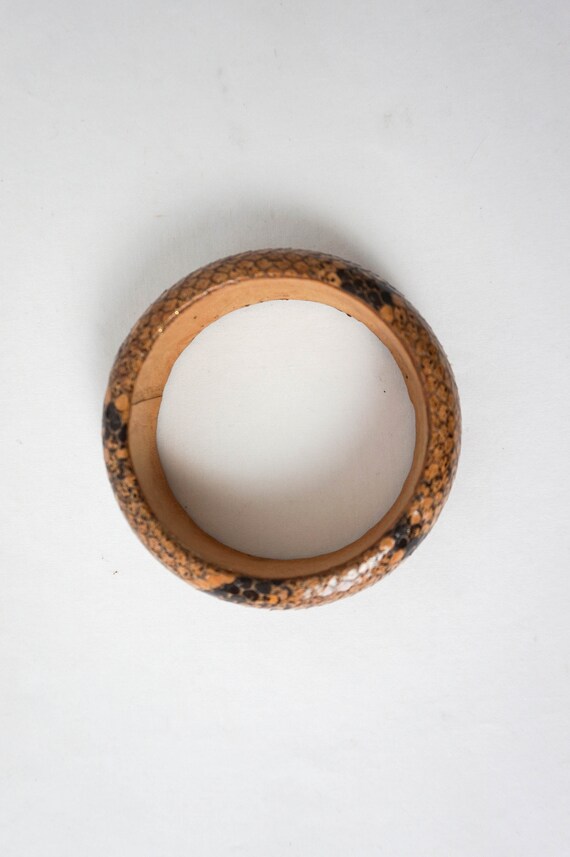 Python Snake Bangle Bracelet with Leather Lining … - image 7