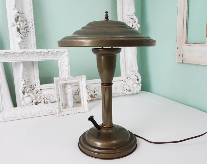 Art Deco Antique Metal Desk Lamp / Vintage Industrial Bankers Etsy