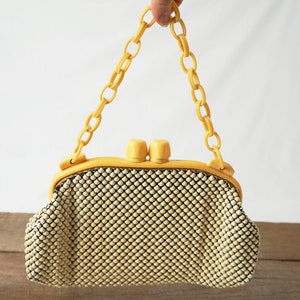 Whiting y Davis Embrague Vintage con correa de cadena de celuloide / monedero para mujer
