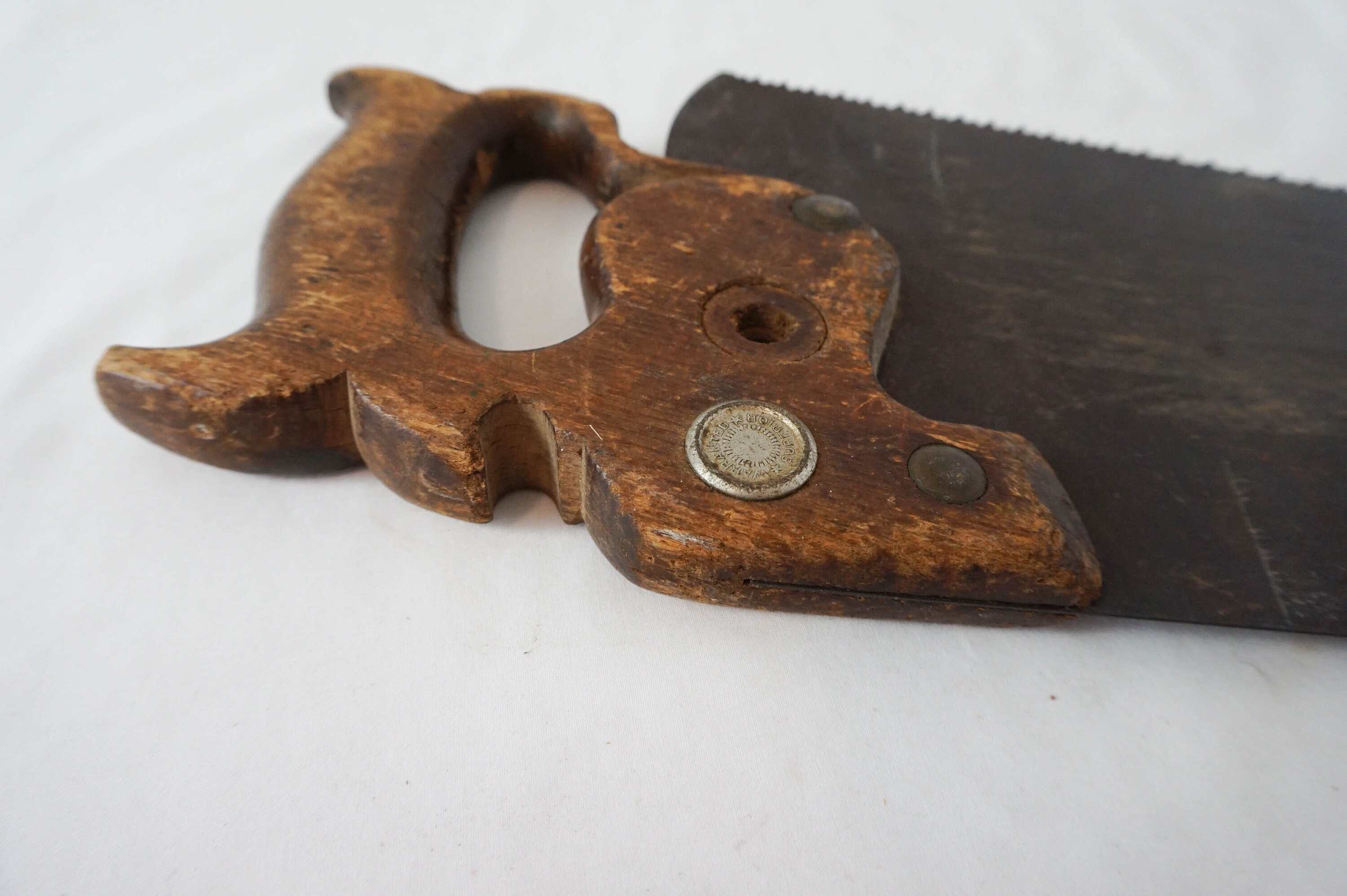 Early 1900s Warranted Superior Straight Back 26 Hand Saw Vintage
