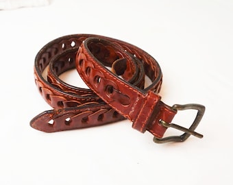 Vintage Woven Leather Belt – Women display picture 3