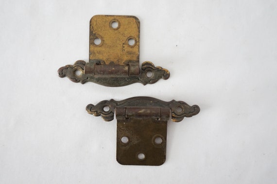 Pair Of Decorative Cabinet Hinges Vintage Kitchen Hardware Etsy