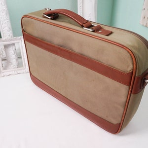 Soft Side Cole Haan Valise / Maletín estrecho / Cuero marrón y lona Tote / Boho Laptop Bag Equipaje de viaje