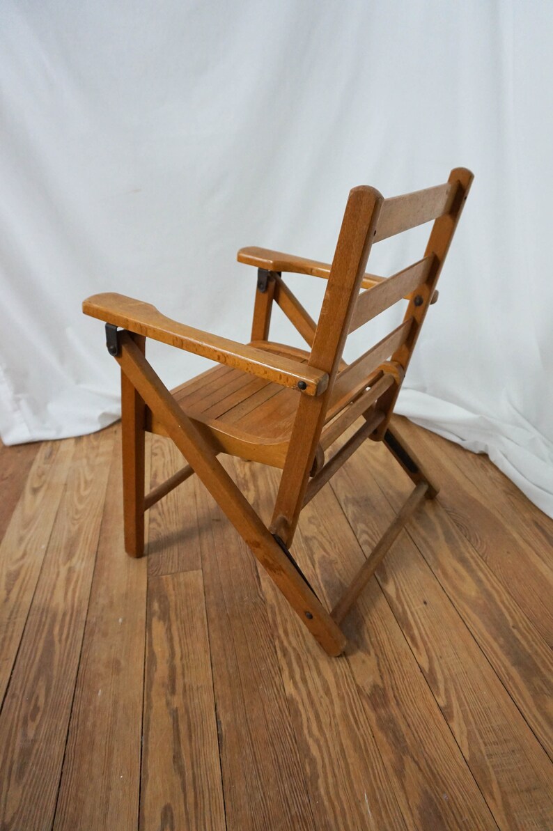 Childs Small Folding Wooden Chair / Rustic Cottage / Vintage Etsy