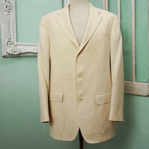 Moygashel Irish Linen Jacket / Ivory White Vintage Men Casual Sport Coat / Mens Summer Clothing