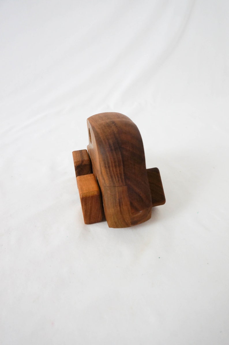 Small Wooden Toy Car with Square Wheels / Vintage Rustic Toy image 8