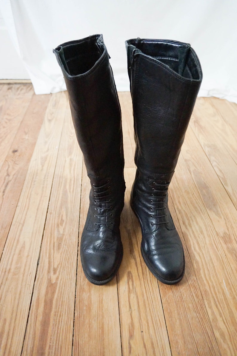 Clarks Black Leather Lace up Boots / Vintage Women Shoes Sz 8M | Etsy