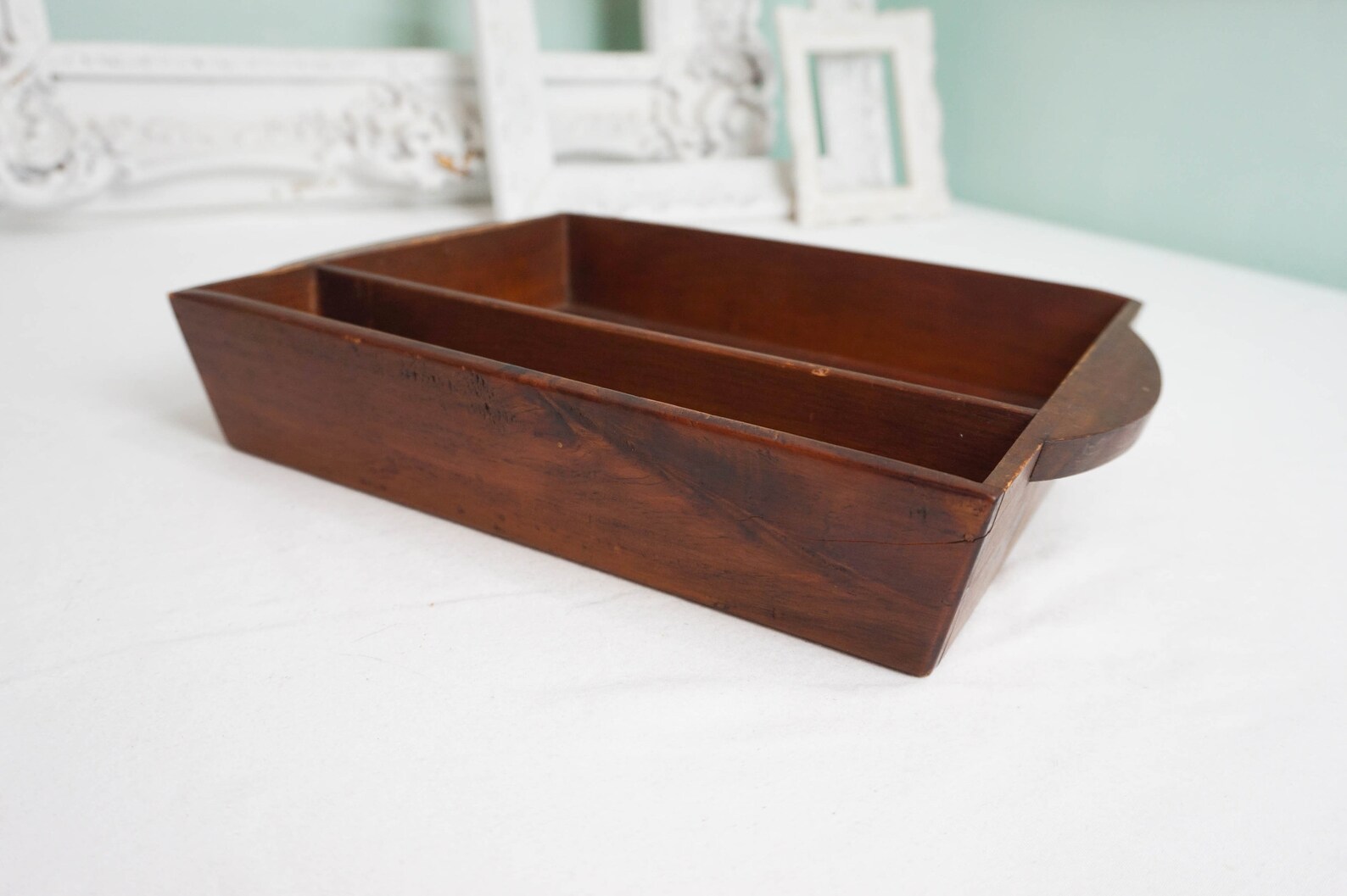 Divided Wooden Tray / Vintage Storage Rustic Decor Etsy