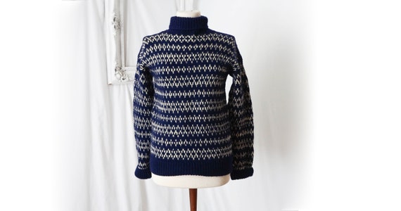Maglione collo tartaruga in lana in stile nordico / Uomo Sz L | Etsy Italia
