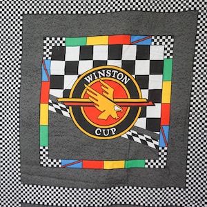 ONE Winston Cup NASCAR Pillow Fabric 16&quot; x 16&quot;  / Vintage Race Car Theme / Sewing Pattern Kit / Boys Room Decor
