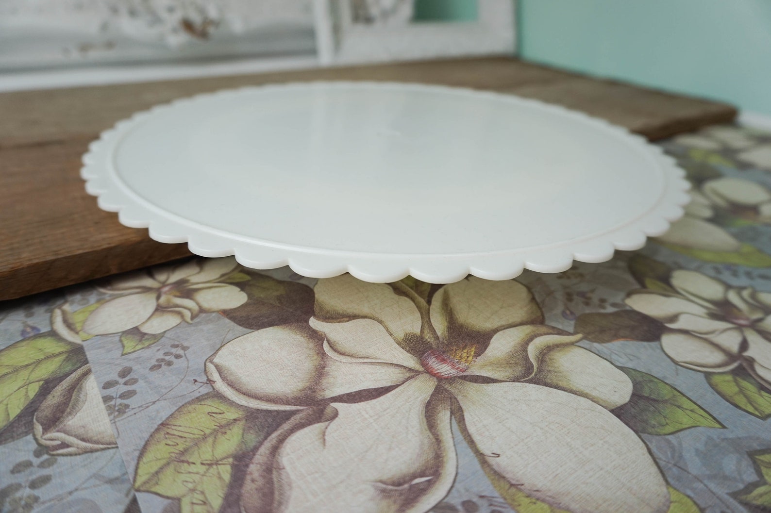 White Wedding Cake Lazy Susan / Vintage Kitchen Decor Etsy