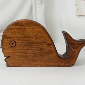Chunky Whale Carved Wood / Vintage Handcrafted Wood Sculpture