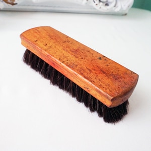 OXCO Wood Handled Horse Hair Boot Brush / Vintage Rustic Tools / Natural Bristle Shoe Polish Soft Brush
