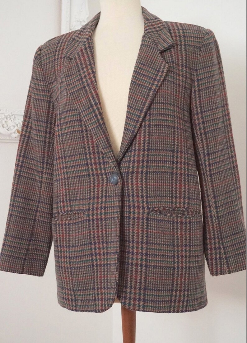 Purple Tweed Wool Jacket / Satin Lined Vintage Women Sz M | Etsy