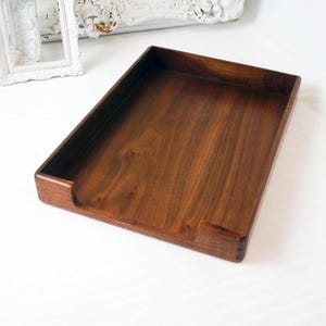 Elegant Wood Legal Size In/Out Letter Tray / Vintage Office Storage / Dark Wooden Desk Box for Paper